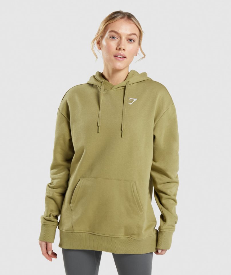 Women\'s Gymshark Training Oversized Hoodie Olive | CA 651N87